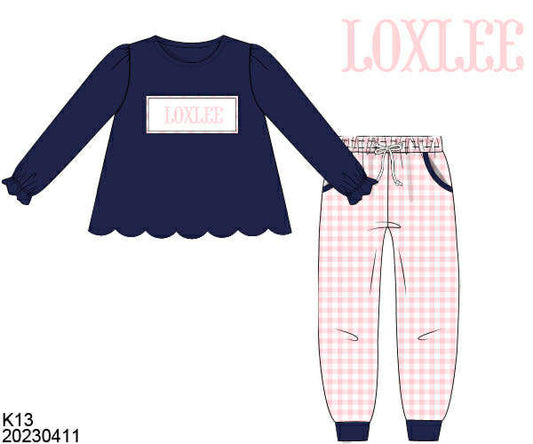 WS PO80: Girls Navy Name Smock Play Set