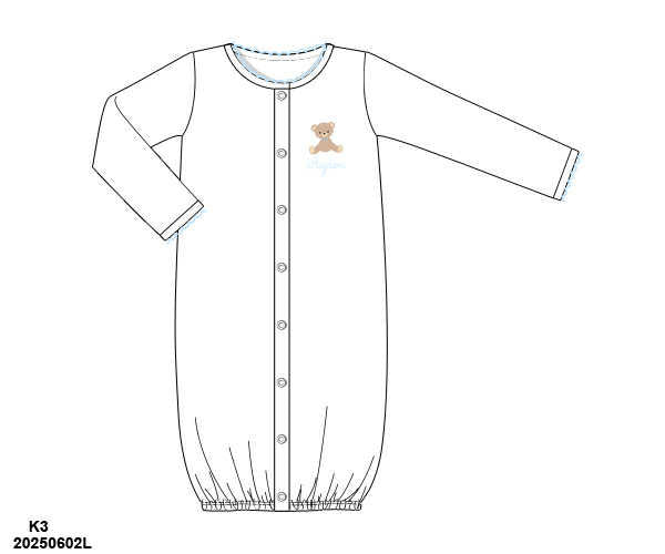 WS PO80: Boys Embroidered Bear Gown