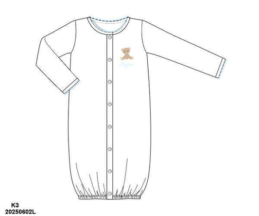 WS PO80: Boys Embroidered Bear Gown