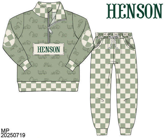 WS PO80: Boys Heavy Equipment Name Smock Jogger Set