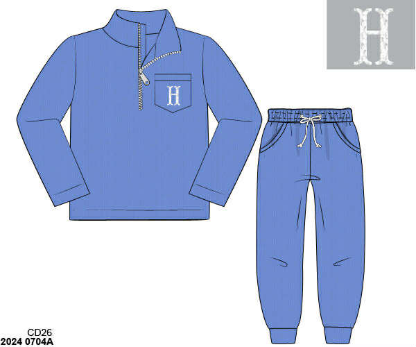 WS PO80: Boys Cardigan Joggers PERIWINKLE