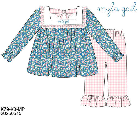 WS PO80: Girls Bluebell Meadow Pants Set