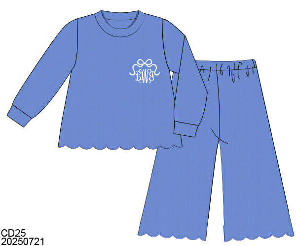 WS PO80: Girls Flared Cardigan Set PERIWINKLE