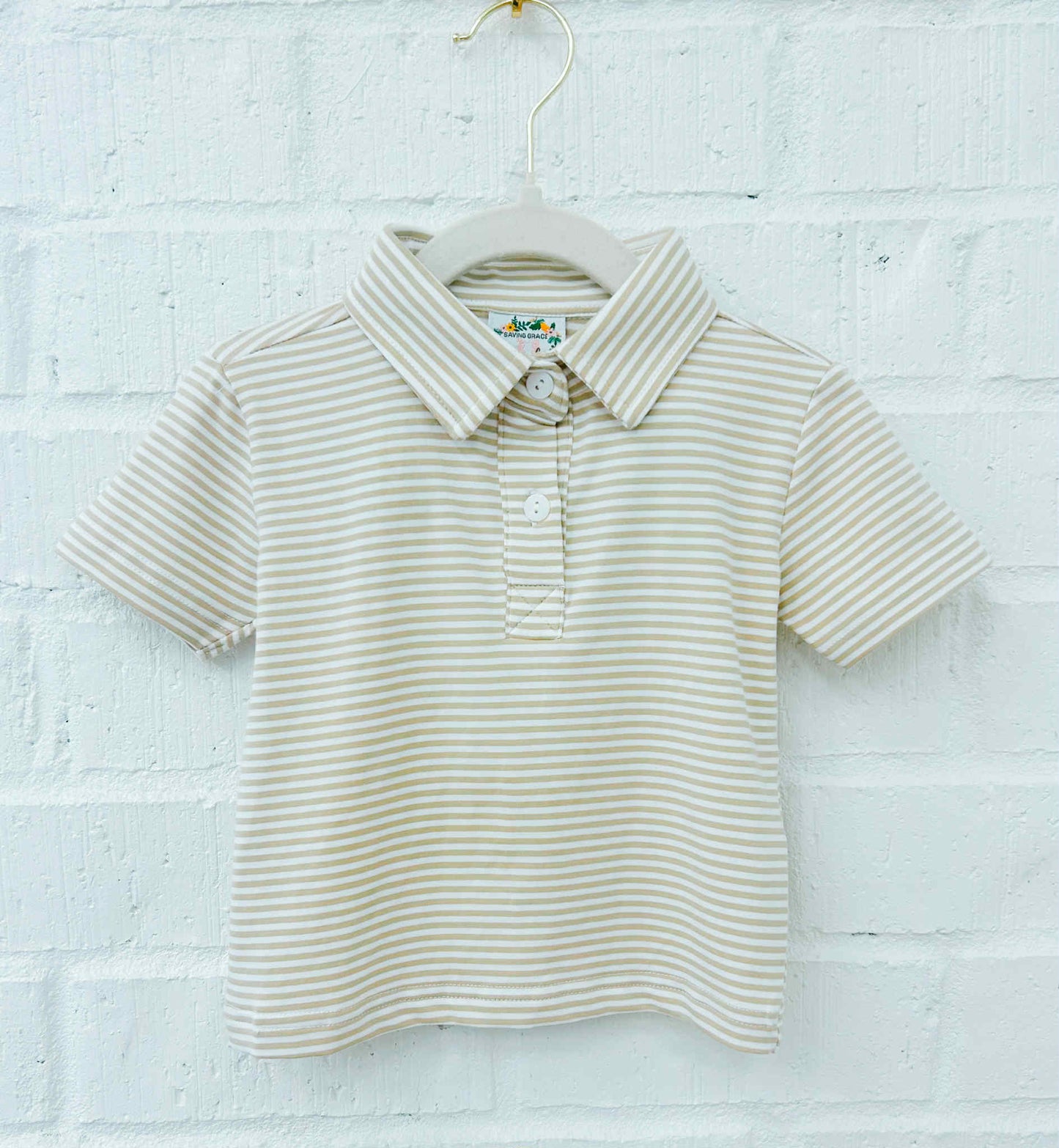 BOYS KHAKI STRIPE POLO