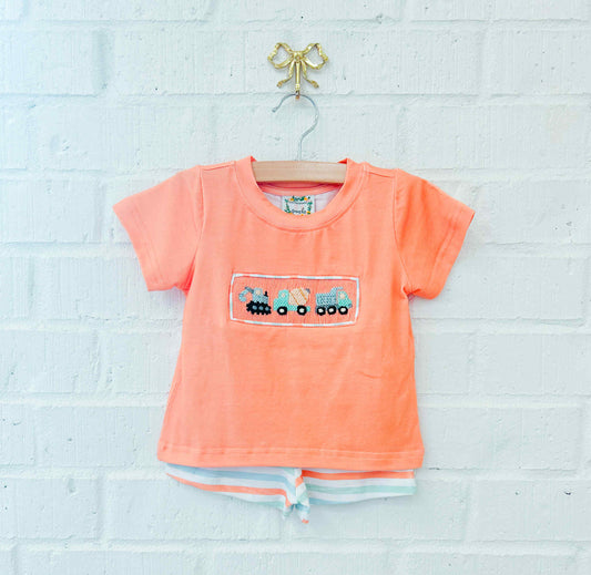 SPRING PEACH BOY SHORT SET