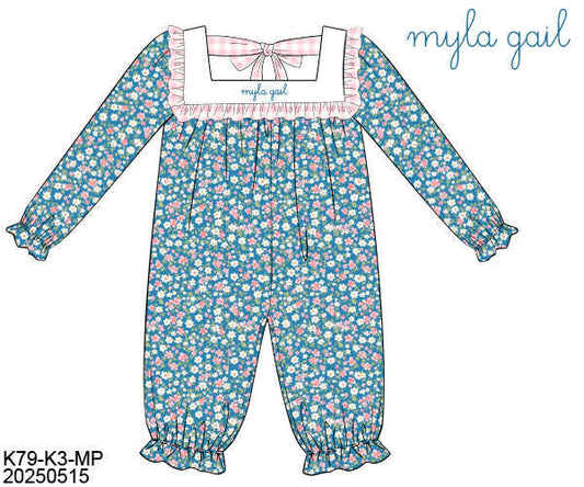 WS PO80: Girls Bluebell Meadow Romper