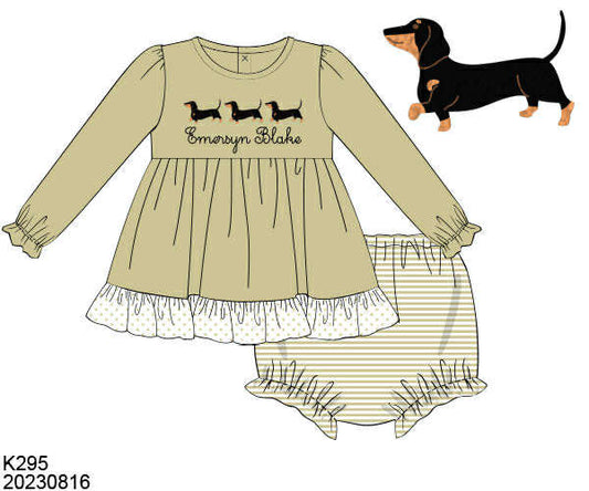 WS PO80: Girls Dachshund Bloomer Set