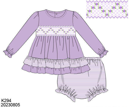 WS PO80: Girls Violet Bloom Geosmock Bloomer Set