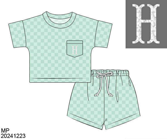 WS PO82: Boys Checkered Casual Short Set