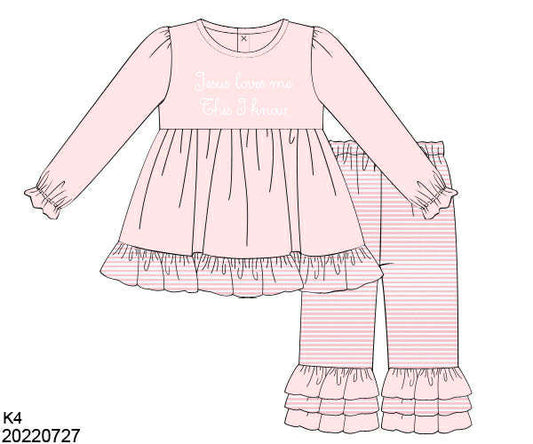WS PO80: Girls Jesus Loves Me Pants Set