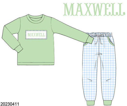 WS PO80: Boys Light Green Name Smock Play Set