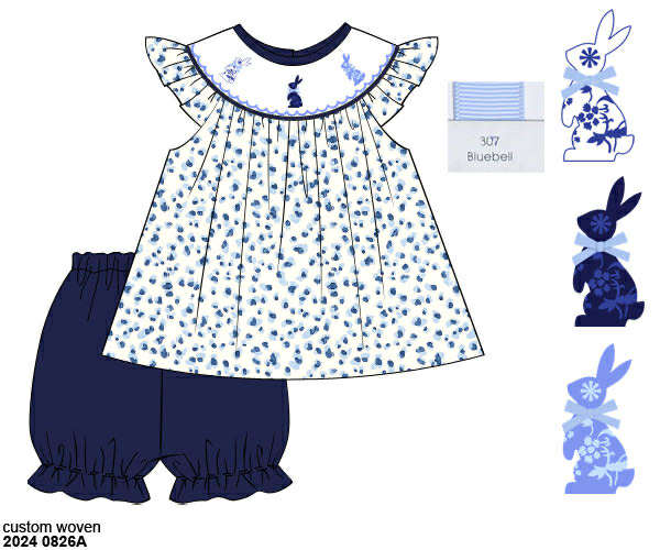 WS PO82: Girls Chinoiserie Bunny Short Set