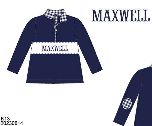 WS PO80: Boys Navy Name Smock Zip Up