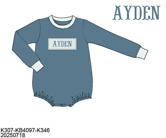 WS PO80: Boys Gingham Name Smock Bubble