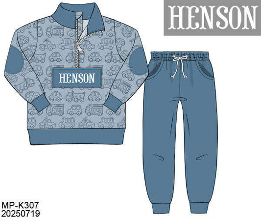 WS PO80: Boys Things That Go Name Smock Jogger Set