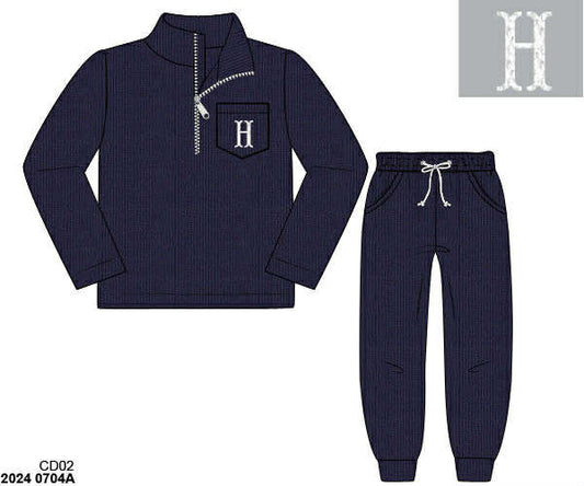 WS PO80: Boys Cardigan Joggers NAVY