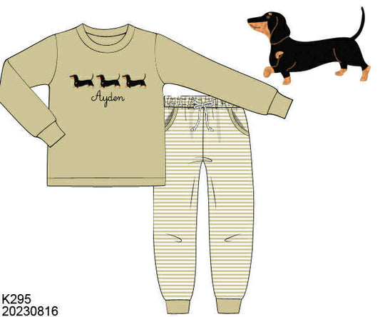 WS PO80: Boys Dachshund Pants Set