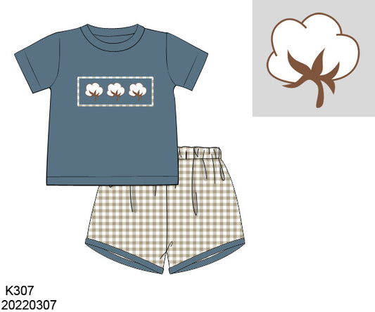 BOY COTTON SMOCK SHORT SET